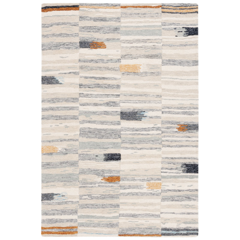 Tapis abstrait en laine / coton touffeté à la main Kuljis, Rectangulaire 8 pi x 10 pi