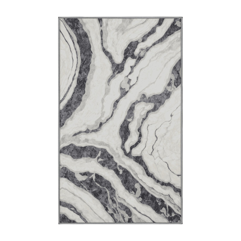 Tapis gris lavable à la machine, Rectangle 7 pi x 9 pi