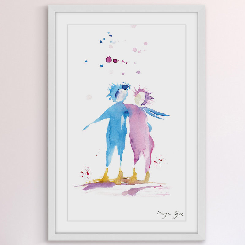 « couplez l’étreinte » par maya gur, reproduction d’art encadrée, H 36 po x l 24 po x P 1,5 po