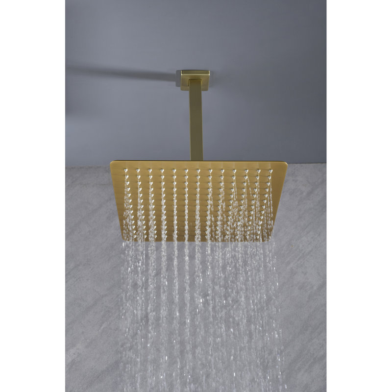 Rain Shower Head  High Pressure Rainfall Showerhead Water Saving, Brushed Gold