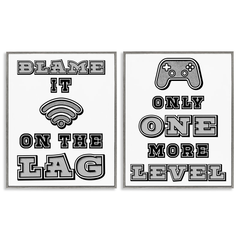 «Black & White Gamer Quotes», ensemble de 2 giclées encadrées, design par Marcus Prime, H 30 po x l 24 po