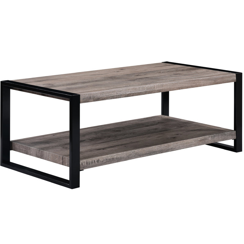 Table basse rustique brune avec espace de rangement, mobilier rectangulaire en bois pour tablette, salon élégant