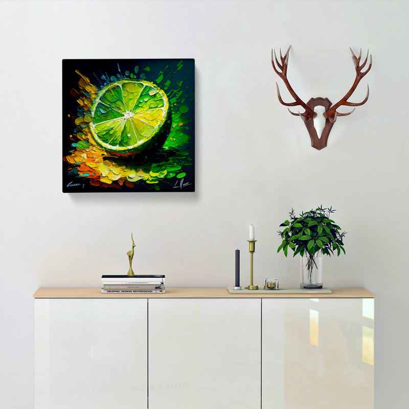 Lime Fruit Palette Knife - No Frame Print, 35cm H x 35cm W x 3cm D