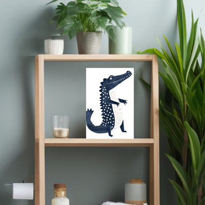 Polka Dot Crocodile Modern Playful Whimsical Alligator Crocodile Wall Art Print 1 Piece Wrapped Canvas Wall Art