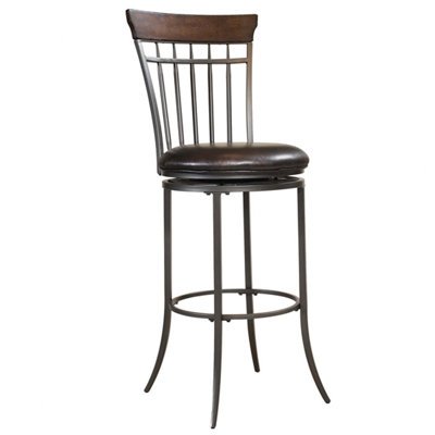 Swivel Upholstered Faux Leather Counter Stool