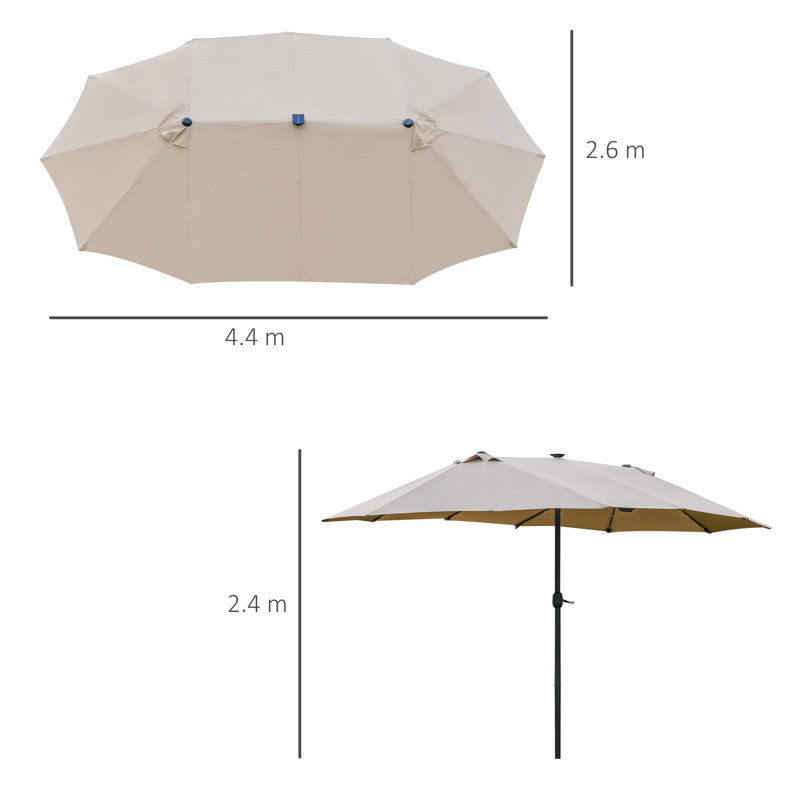 Icarus 4.4m x 2.6m Rectangular Traditional Parasol, Khaki
