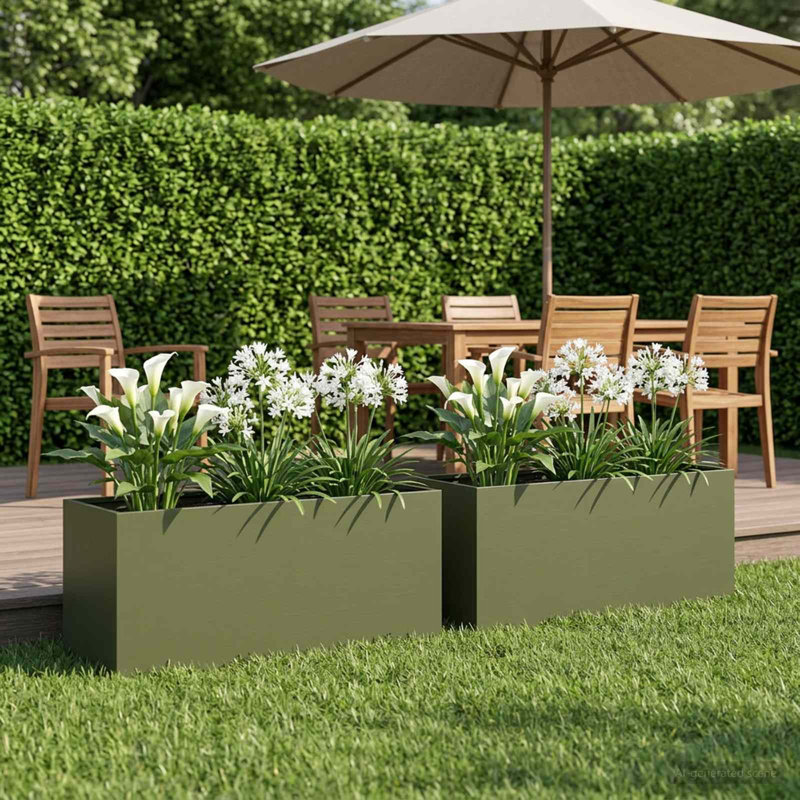 Raised Garden Bed, 40cm H x 100cm W x 40cm D, Olive Green, 2