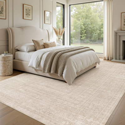 Retro Abstract Area Rug, Non-Slip Washable Vintage Bohemian Carpet for Living Room Bedroom Home Office