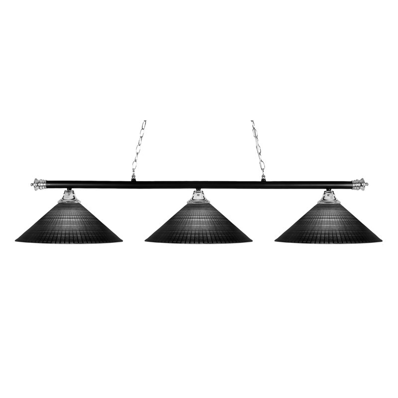 Bar 3 lumières Oxford, Noir mat / Chrome, Noir