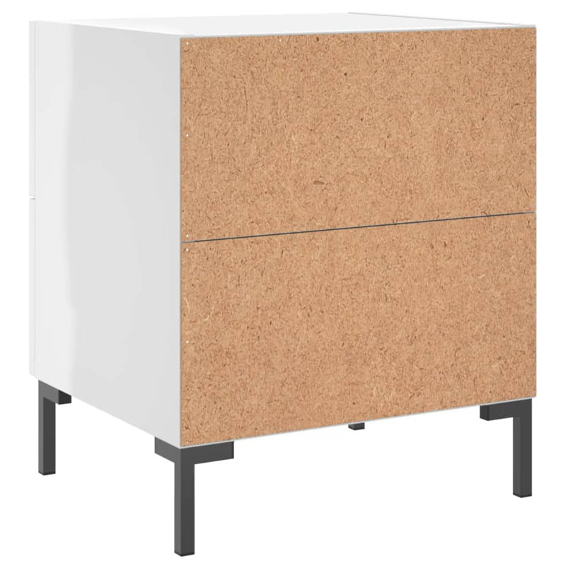 Ellayne 40cm W Iron Bedside Table, Gloss White, Set of 2