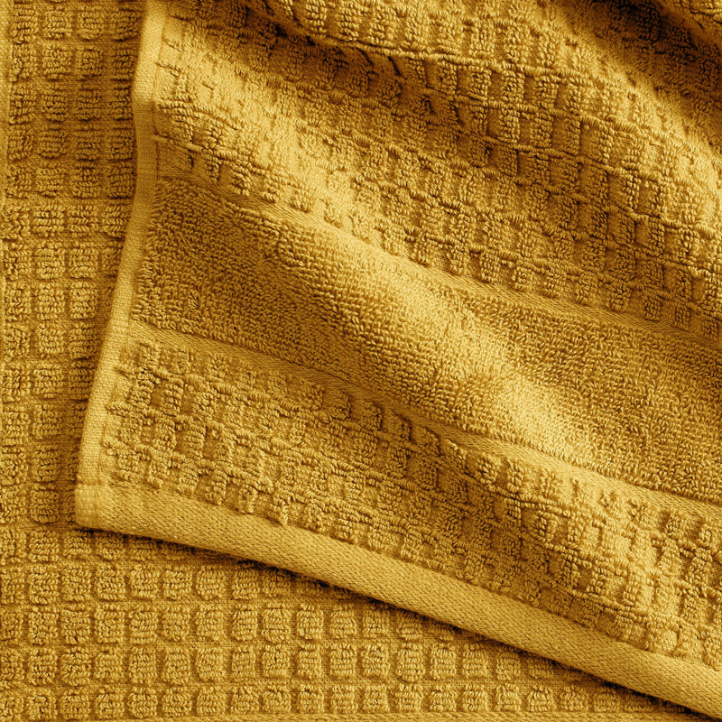 Aneko 100% Cotton Midweight Waffle Mulit-Size Set, Mustard Yellow