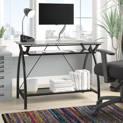 Bonita Glass Top Metal Base Computer Desk