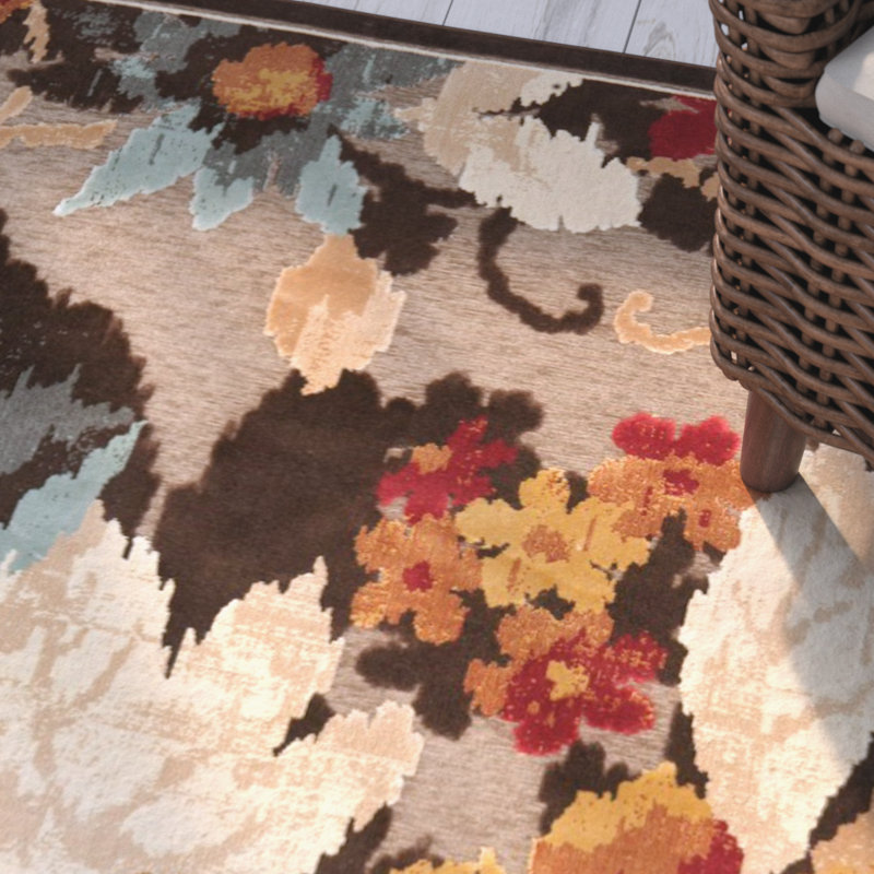 Tapis floral brun foncé Gordon, Tapis de couloir 2 pi 2 po x 8 pi