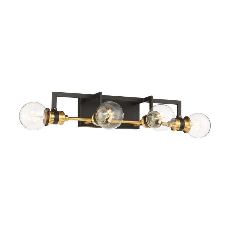 Éclairage pour salle de bain 4 lumières à intensité variable laiton / noir Tommie, 4 lumières