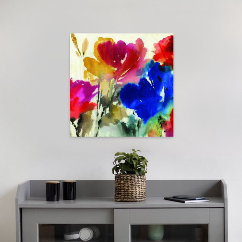 Aquarelle, art floral délicat et paisible, H 18 po x l 18 po