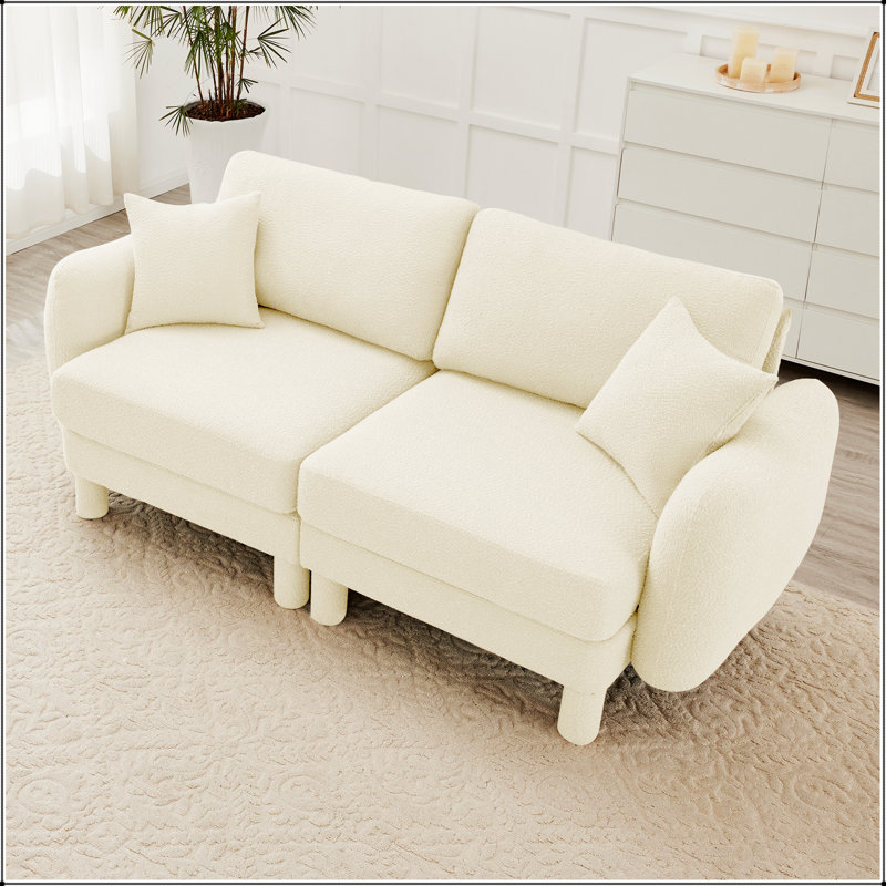 Canapé-lit à 2 places en tissu Boucle, Beige