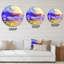 Paysage peint à la main avec coucher de soleil jaune et mauve - horloge murale traditionnelle-59914162