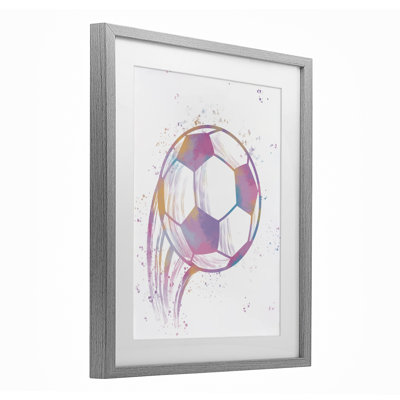 Fast Pastel Soccer Ball Framed Print Under Glass, design by Marcus Prime