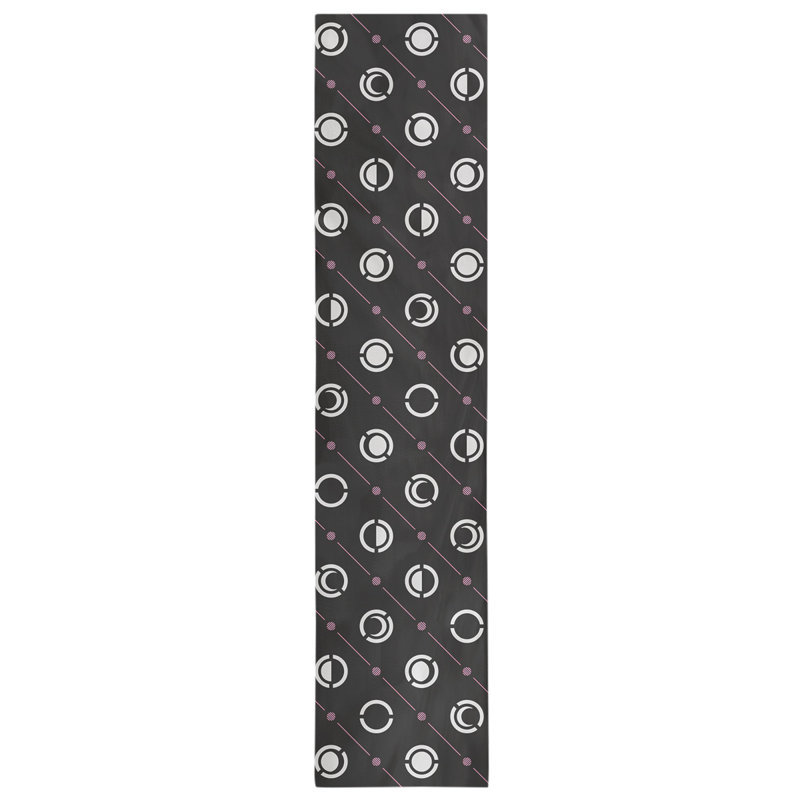 Classic Moon Phases Table Runner, 16" x 72", Black/Snow White/Pink