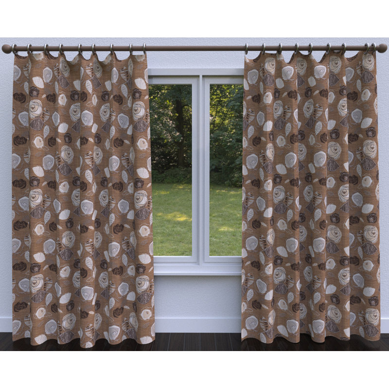 Tissu tweed feuilles et roses, Brun / Gris