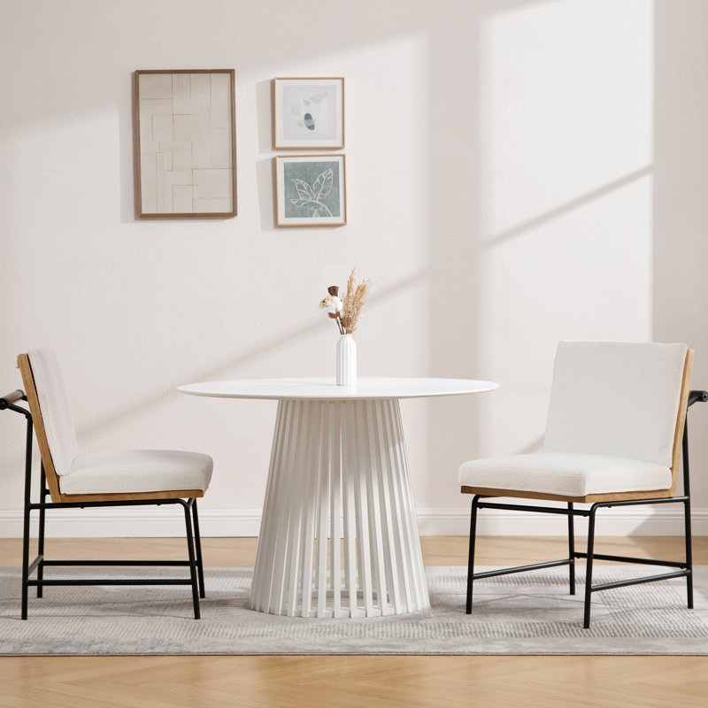 Ensemble de table de salle à manger Modern, Blanc, Blanc, 3 pièces: table, 2 chaises