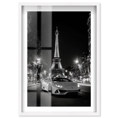 «Paris Nightly visit Shadowbox», reproduction d'art mural par Notoriart, cadre noir, 24 x 36