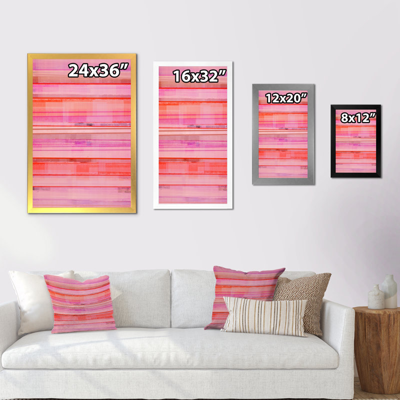 Rose et corail Hori - Art mural moderne et contemporain sur toile, Cadre photo noir, H 20 po x l 12 po x P 1 po