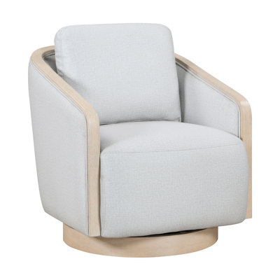 Modern Gray Swivel Lounge Chair, Solid Wood And Plywood Base, Textured Fabric Upholstery, 360 - Degree Rotation, Comfortable High Density Foam Contemporary, Gray, Accent 300lbs Weight Limit,