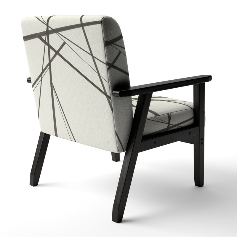 Fauteuil d'appoint rembourré Mackaela - Minimalist Black and White III, Accoudoirs carrés noirs