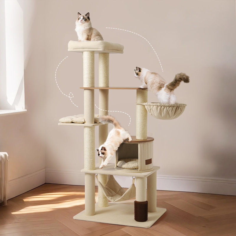 5 Tiers Cat Tree with Condons,Perch,Scratching Posts