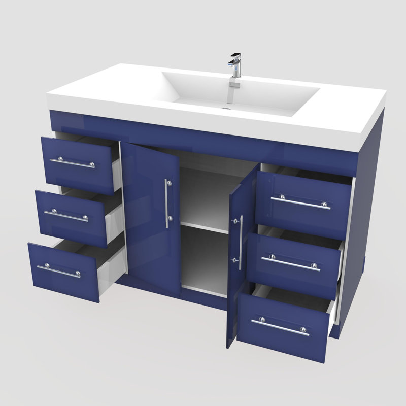 Ensemble de meuble-lavabo simple 47 po, Bleu nuit brillant