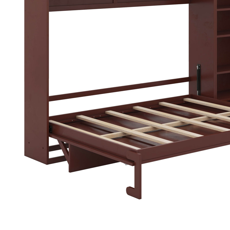 Grand lit escamotable avec tablette, Noyer