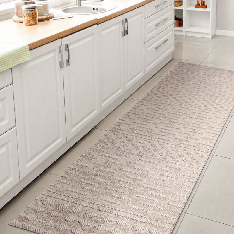 Tapis intérieur / extérieur beige Sheelah, Tapis de couloir 2 pi x 8 pi