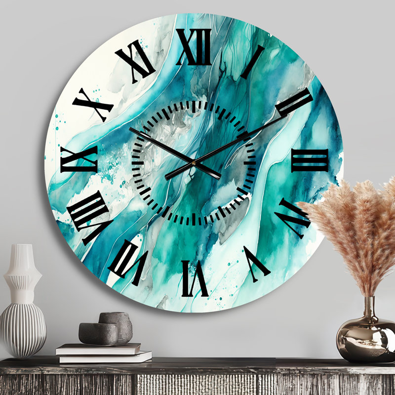Horloge murale Turquoise Waves In Paradise I, Médium