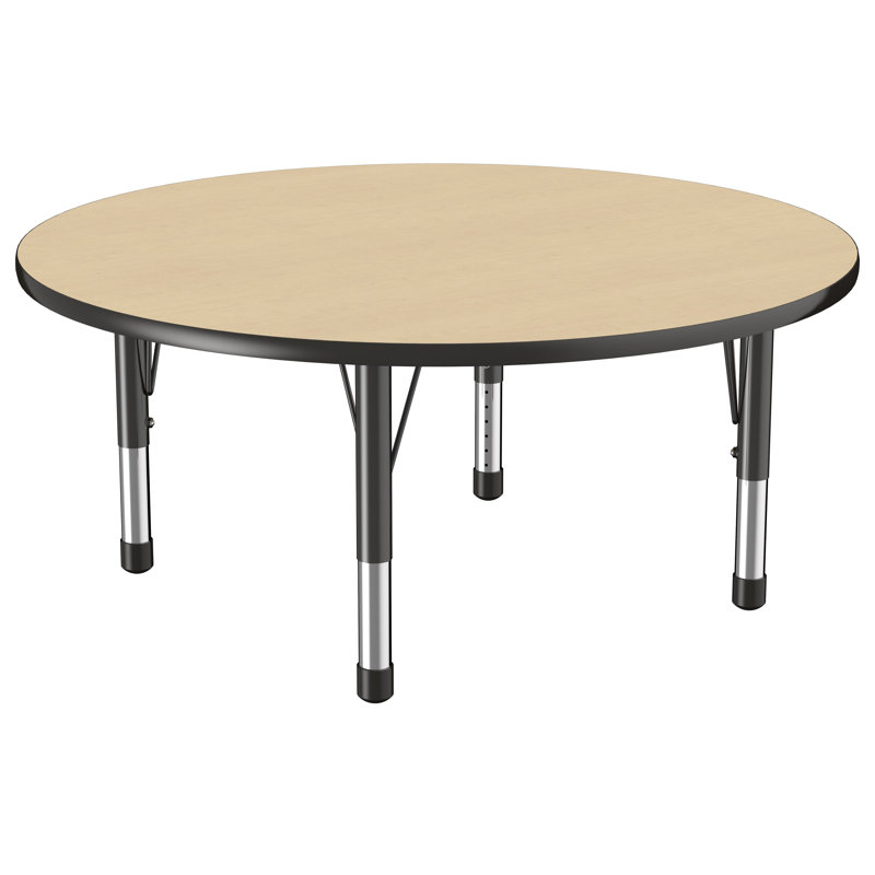 Table ronde à hauteur réglable, 48", Érable / noir, Épais