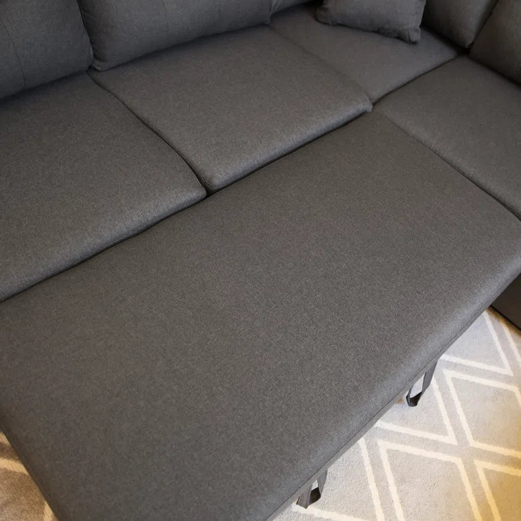 Canapé modulaire rembourré 7 pièces Yvonne, Mélange de lin gris foncé