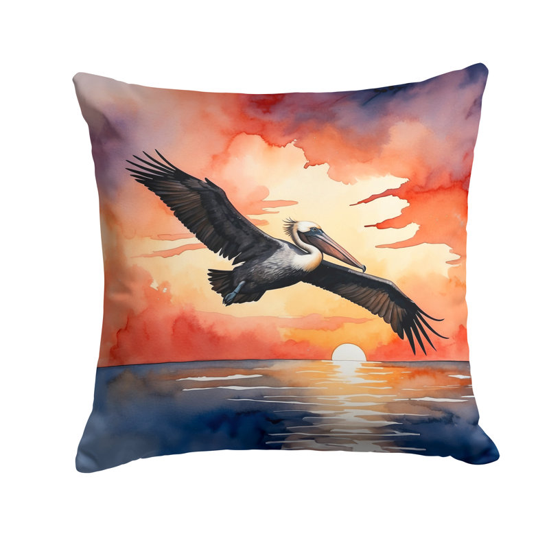 Coussin Pelican Fiery Sunset, Carré 18 po