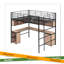 Lit mezzanine en métal avec bibliothèque, bureau et armoire-114247021