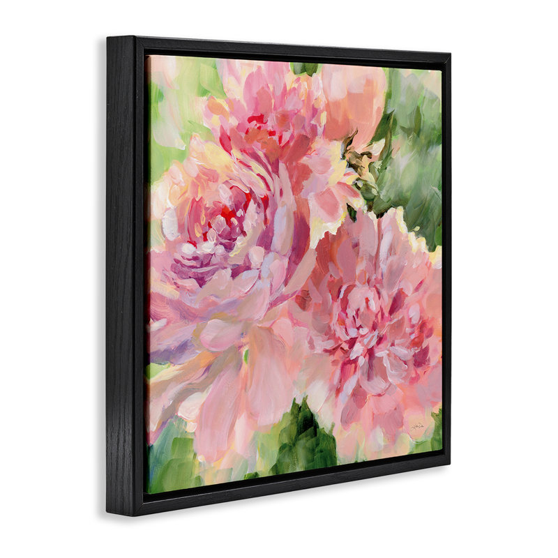 «Flared Peony Petals» par Katrina Pete, Cadre flottant noir de jais, H 18 po x l 18 po