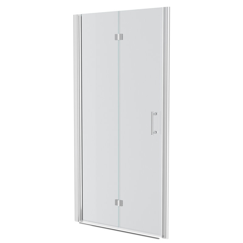 Porte de douche pliante sans cadre 36 po x l 72 po avec verre trempé, 1/4 po (6 mm), chrome