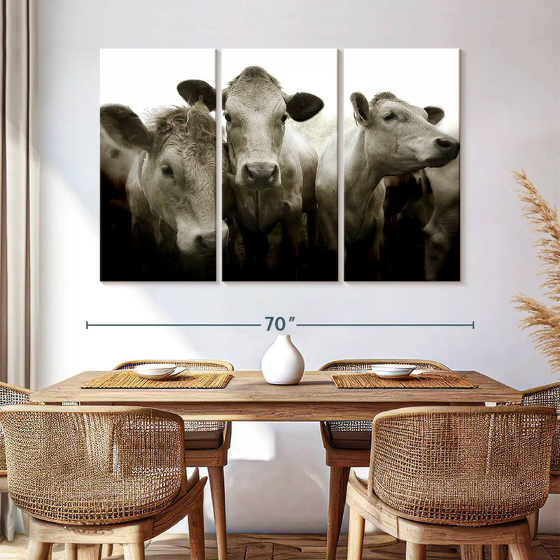 Three White Cows, 42" H x 65" W