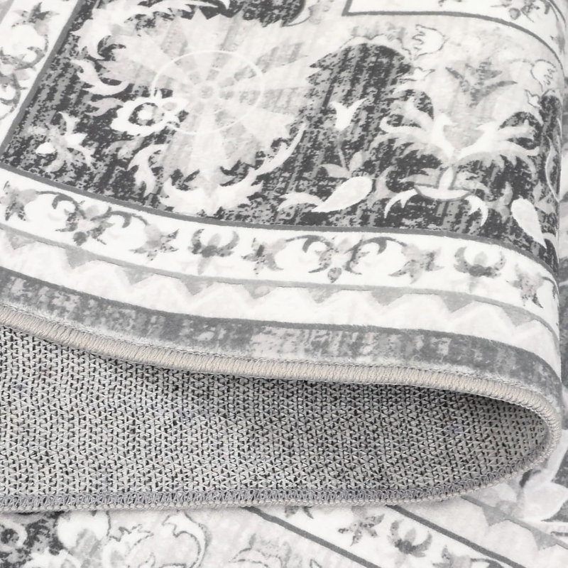 Washable Area Rug for Living Room, Bedroom, Dining, Vintage, Non-Slip, Stain-Resistant, Grey, Rectangle 10' x 13'