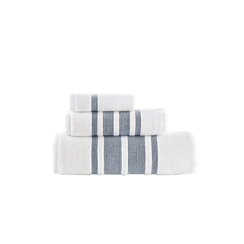 Bordure contrastante Brooks Brothers, Marine, 3 Piece Towel Set
