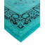 Tapis unique bleu / turquoise / gris anthracite de 6 pi 2 po x 9 pi 4 po Overdyed