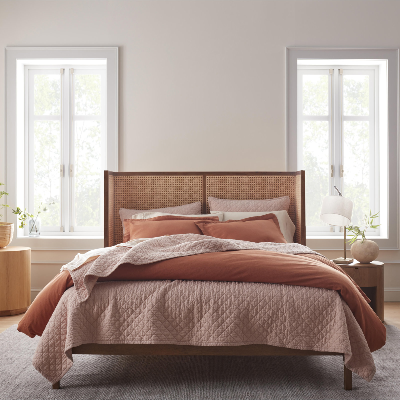 Jeffen Linen Blend Quilt, Full/Queen Quilt, Dusty Rose