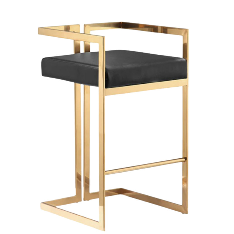 Tabouret Mishra Pu, Noir, Doré