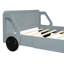 Lit plateforme gris en forme de voiture avec roues robustes - Option de chambre à coucher confortable pleine grandeur et pratique-975611934-975611928