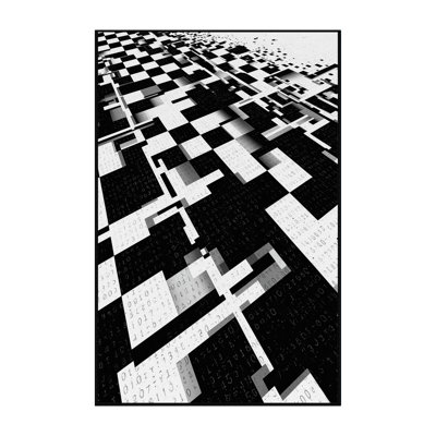 Machine Washable Bemott Modern Checkered Rug in Green – Black Binding