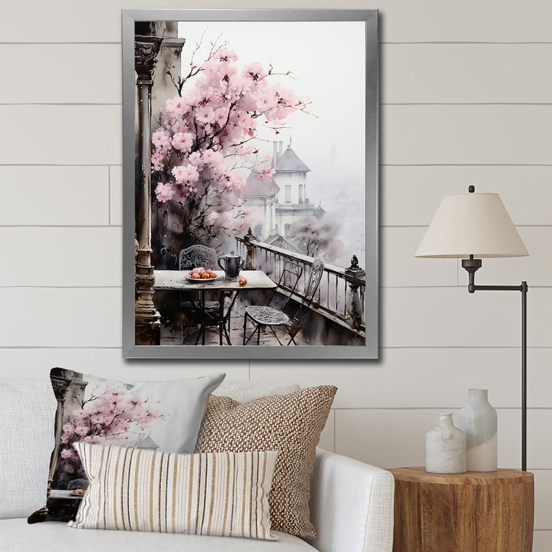 «Pink Paris Montmartre Mist», reproduction sur toile, Cadre photo argenté, H 32 po x l 16 po x P 1 po