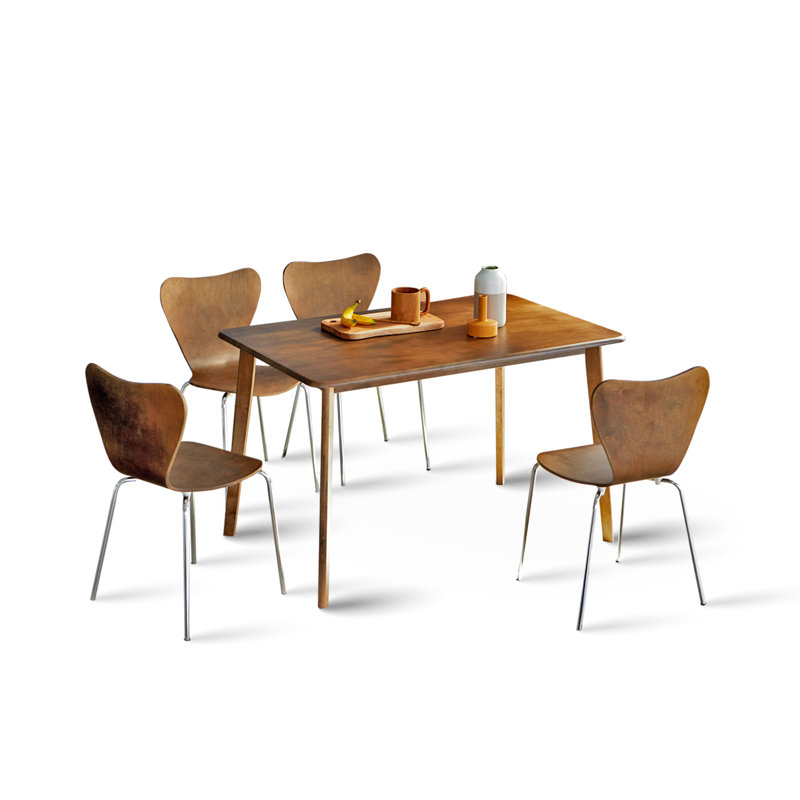 Rowley 4 - Person Solid Wood Modern Dining Table Set, Walnut